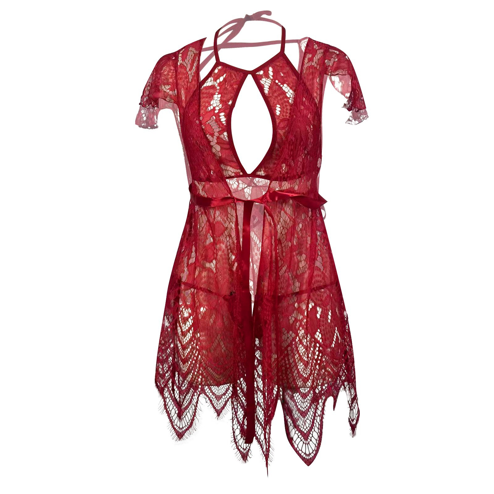 Sateileva "Midnight Blossom" 3-Piece Lingerie Set – Sheer Floral Embroidered Bra, Garter Belt & Thong