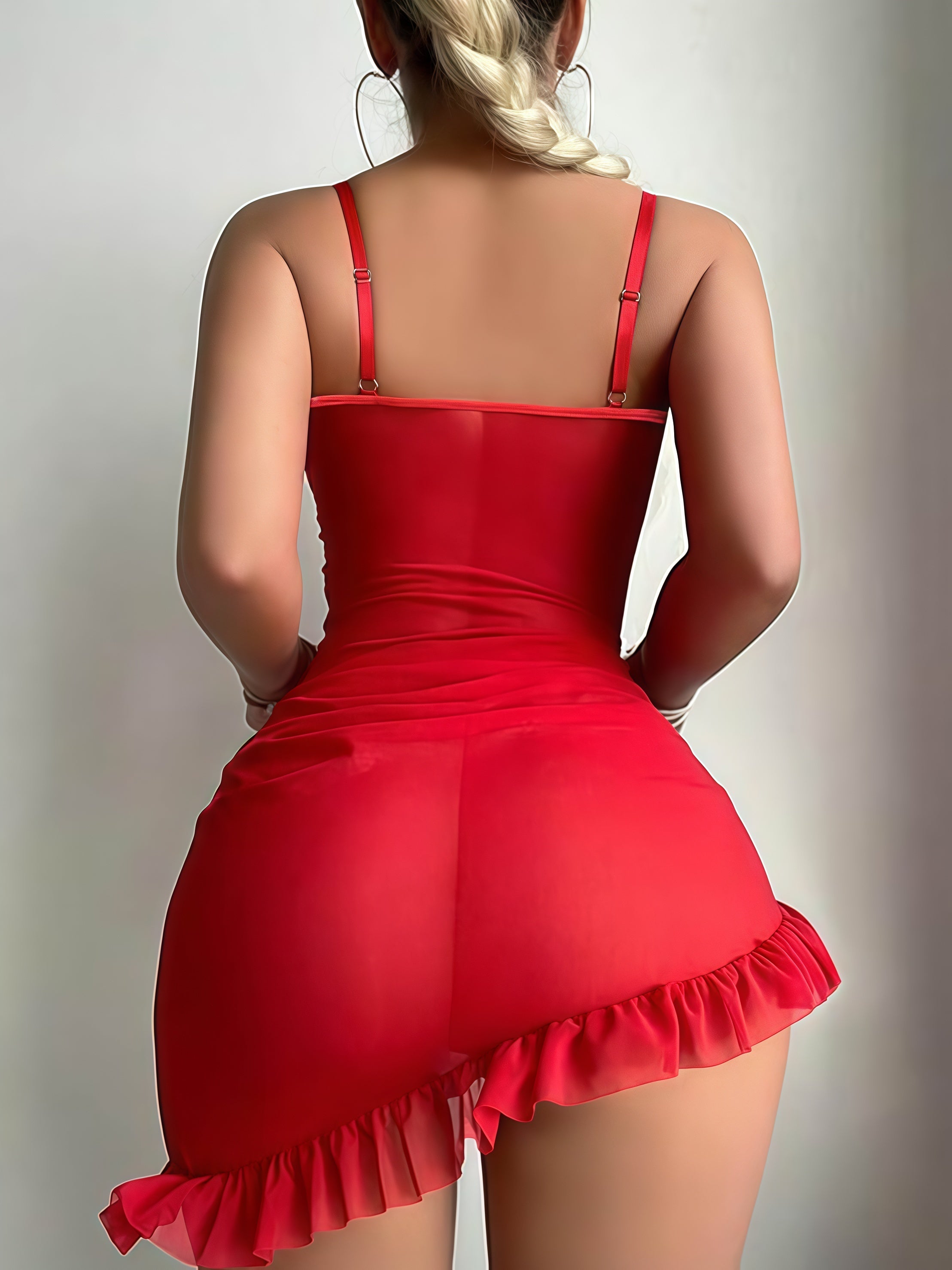 Sateileva Women's Lace Corset Chemise – Sexy Ruched Mesh Bodycon Mini Dress with Ruffle Hem and Adjustable Straps