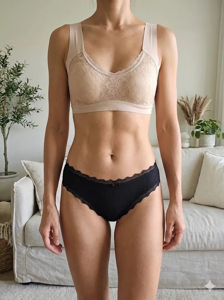 Siteileva Crosia Floral Lace Sports Bra – Wireless Comfort Bralette with Wide Straps