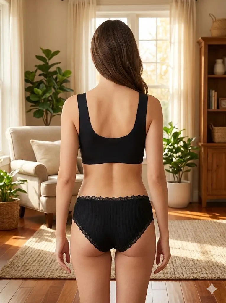 Siteileva Crosia Floral Lace Sports Bra – Wireless Comfort Bralette with Wide Straps