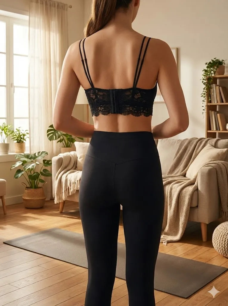 Seamless Comfort Lace Crosia Bra – Wire-Free Longline Bralette