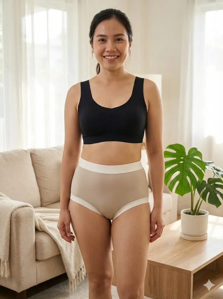 Sateileva Pack of 5 Women's High-Waisted seamless  Underwear Breathable Activewear Briefs with Wide Elastic Waistband & Full Coverage – Soft Multipack Panties