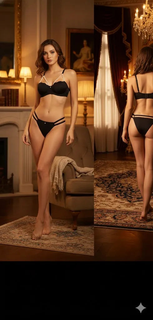 Luxury Hana Secret Crimson Lingerie Set - Elegant Strappy Lace Bra and Panty Set for Women