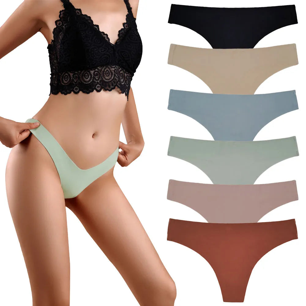 Sateileva Women’s pack of (3 and 6 ) Seamless No-Show Thong – Invisible Low-Rise Panties for Leggings & Tight Dresses