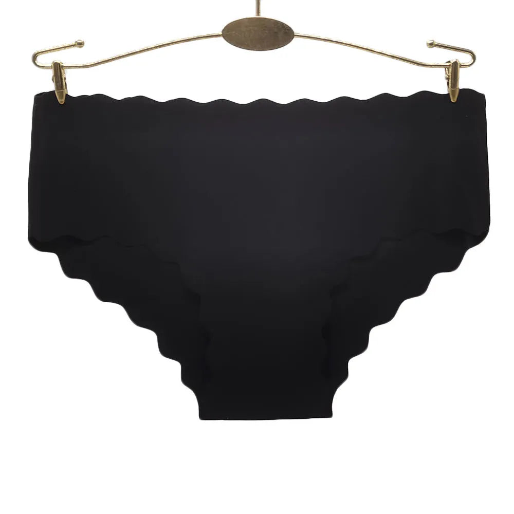 Sateileva set of (3 and 6) Women’s Seamless Scalloped Edged Panties - Laser Cut No-Show Invisible Briefs