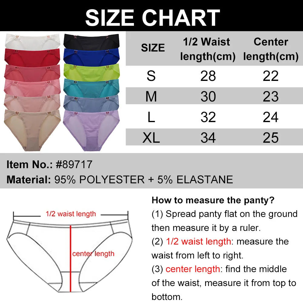 Sateileva set of (3 , 6 and 12 ) Women's Seamless Ribbed Panties with Heart Metal Ring – Smooth No-Show Briefs