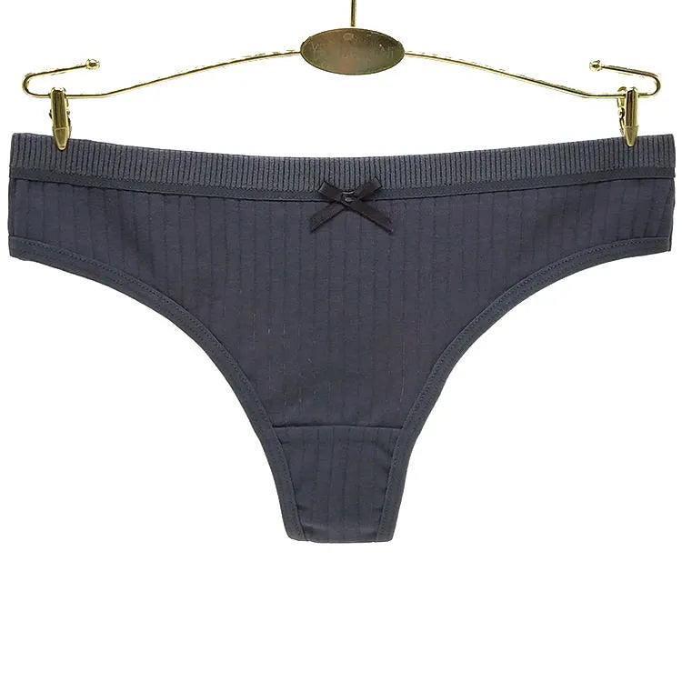 Sateileva set of (3 and 6)  Women's Ribbed Cotton Thong - Seamless Style Low-Rise Panties