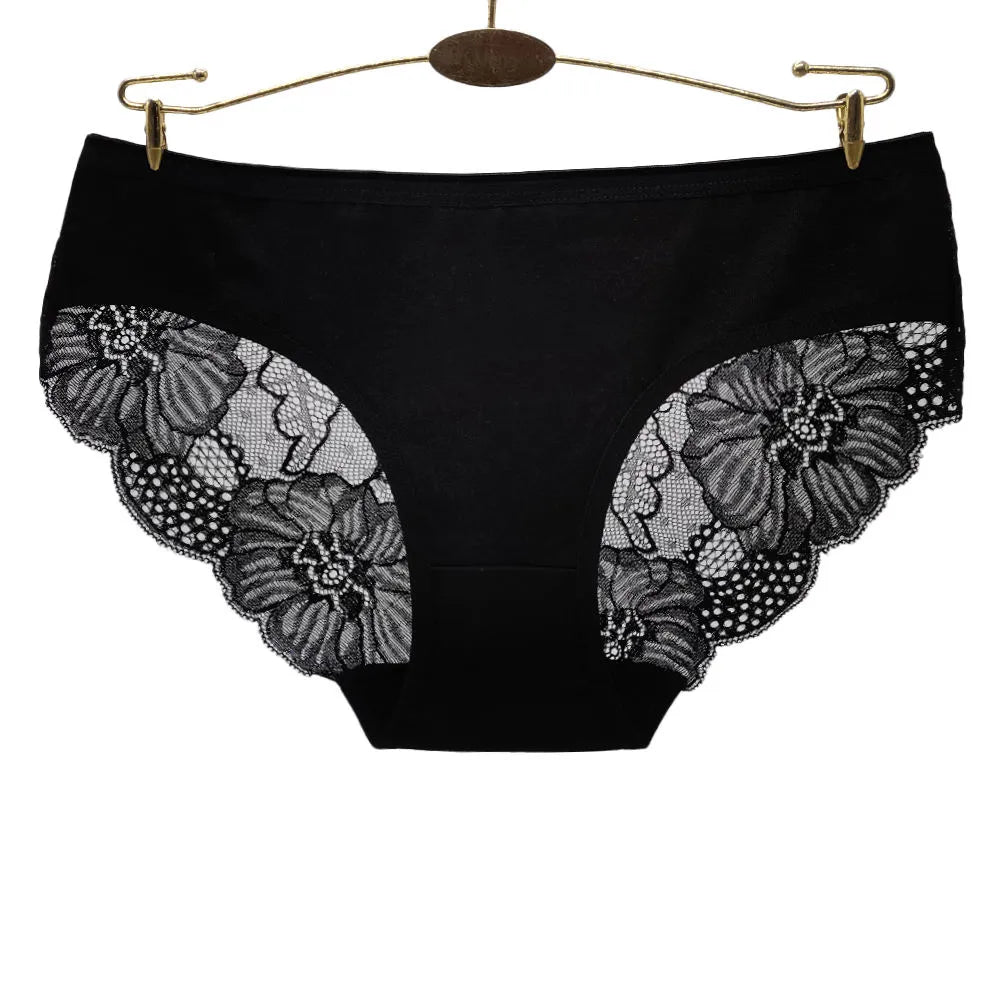 Sateileva set of (3 and 6 ) Women's Soft Cotton Floral Lace Briefs – Breathable Mid-Rise Comfort Panties