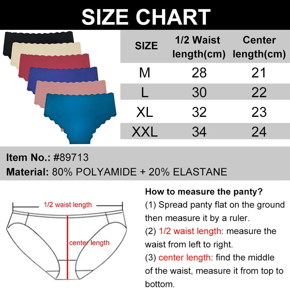 Sateileva set of (3 and 6) Women’s Seamless Scalloped Edged Panties - Laser Cut No-Show Invisible Briefs