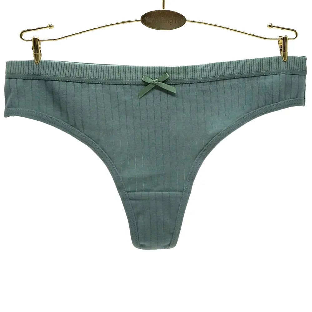 Sateileva set of (3 and 6)  Women's Ribbed Cotton Thong - Seamless Style Low-Rise Panties