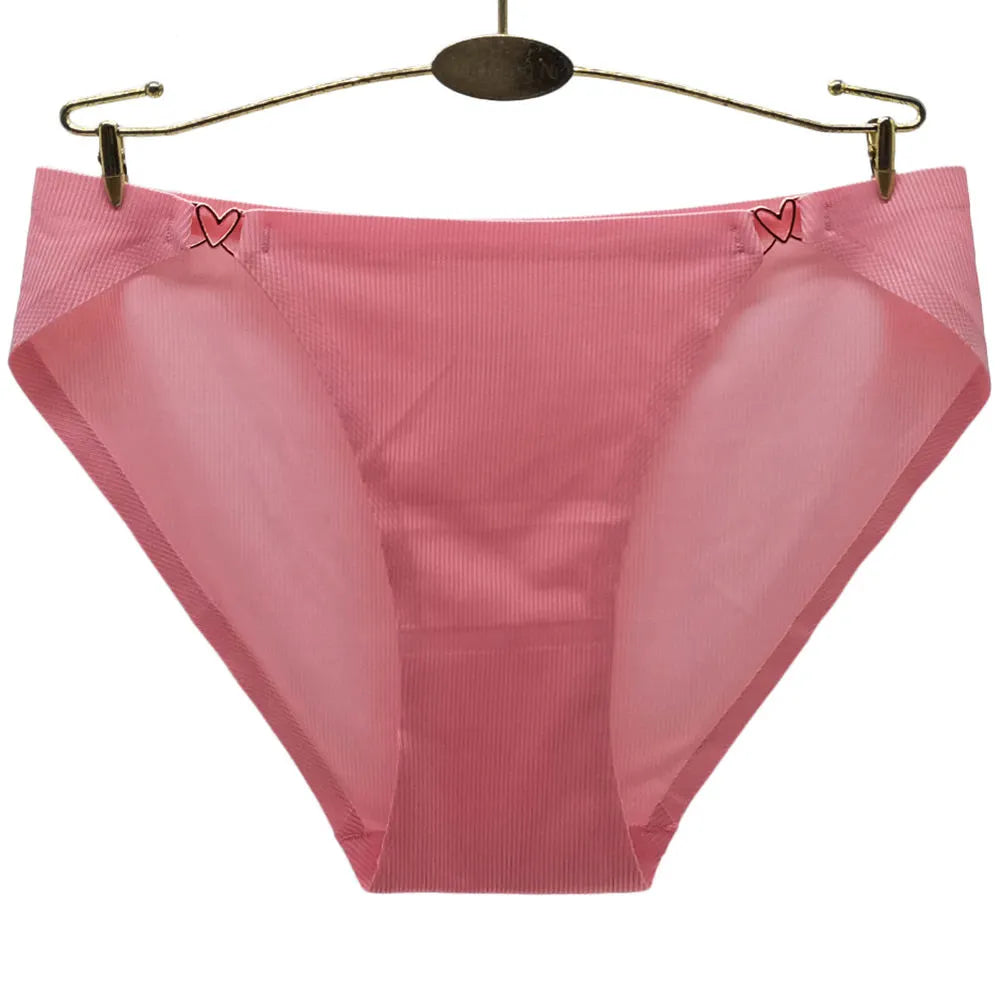 Sateileva set of (3 , 6 and 12 ) Women's Seamless Ribbed Panties with Heart Metal Ring – Smooth No-Show Briefs