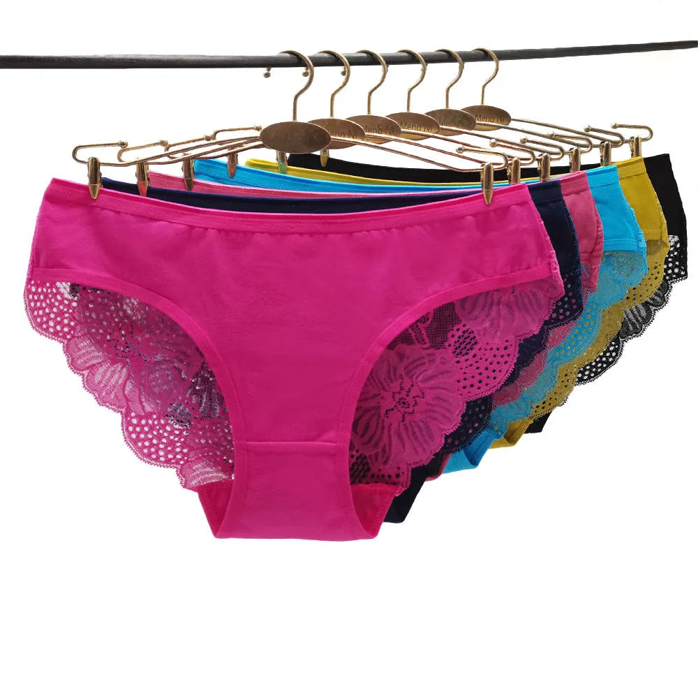 Sateileva set of (3 and 6 ) Women's Soft Cotton Floral Lace Briefs – Breathable Mid-Rise Comfort Panties