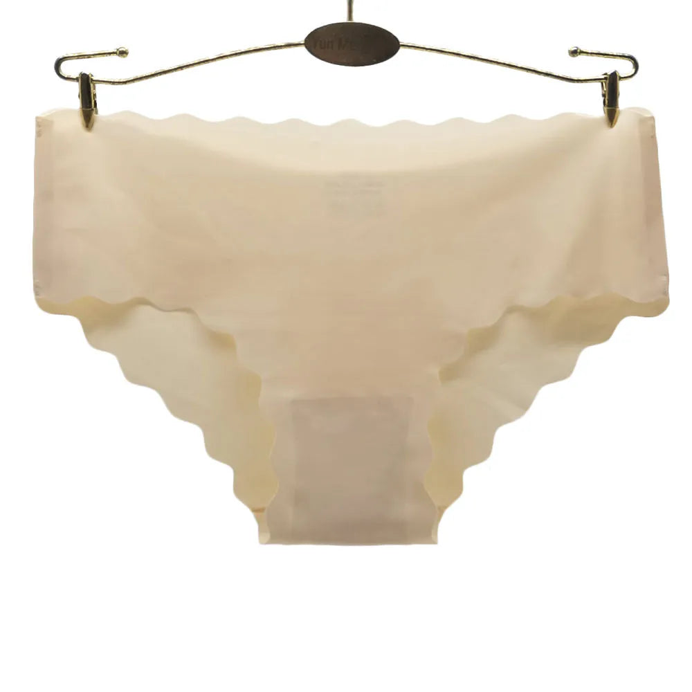 Sateileva set of (3 and 6) Women’s Seamless Scalloped Edged Panties - Laser Cut No-Show Invisible Briefs