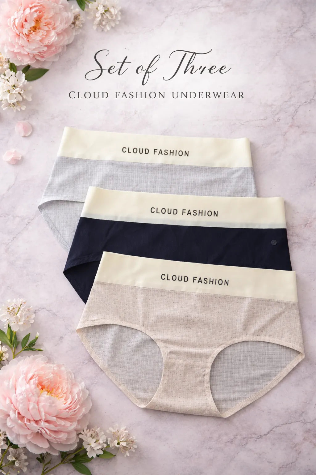 Sateileva pack of 3 Cloud Fashion Women's Activewear Panties– Breathable Sports Briefs with Wide Elastic Waistband